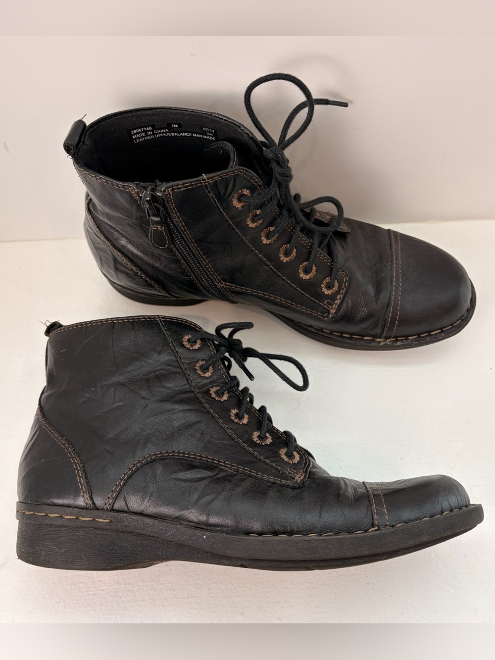 Clarks Black Leather Lace Up Ankle Boots